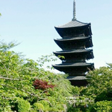 京・東寺の五重の塔です。境内のお庭もステキですね。